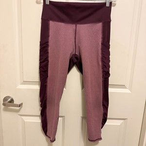 Fabletics Leggings Size Large Pink Powerhold On The Go Mesh Yoga Crop Pockets